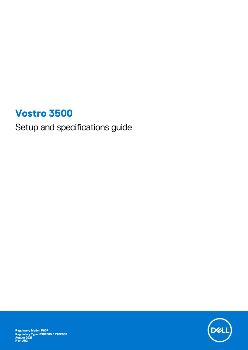 Page 1 de la notice Guide d'installation Dell Vostro 3500