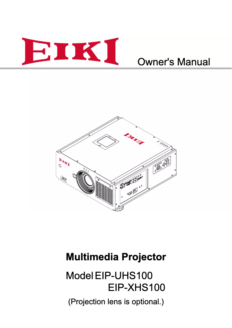 Page 1 de la notice Manuel utilisateur EIKI EIP-XHS100
