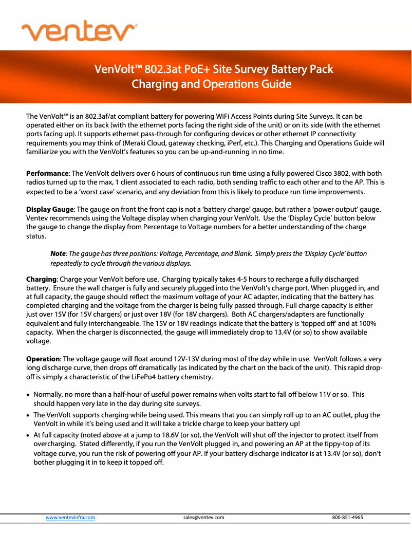 Page 1 de la notice Manuel utilisateur Ventev VenVolt 802.3at