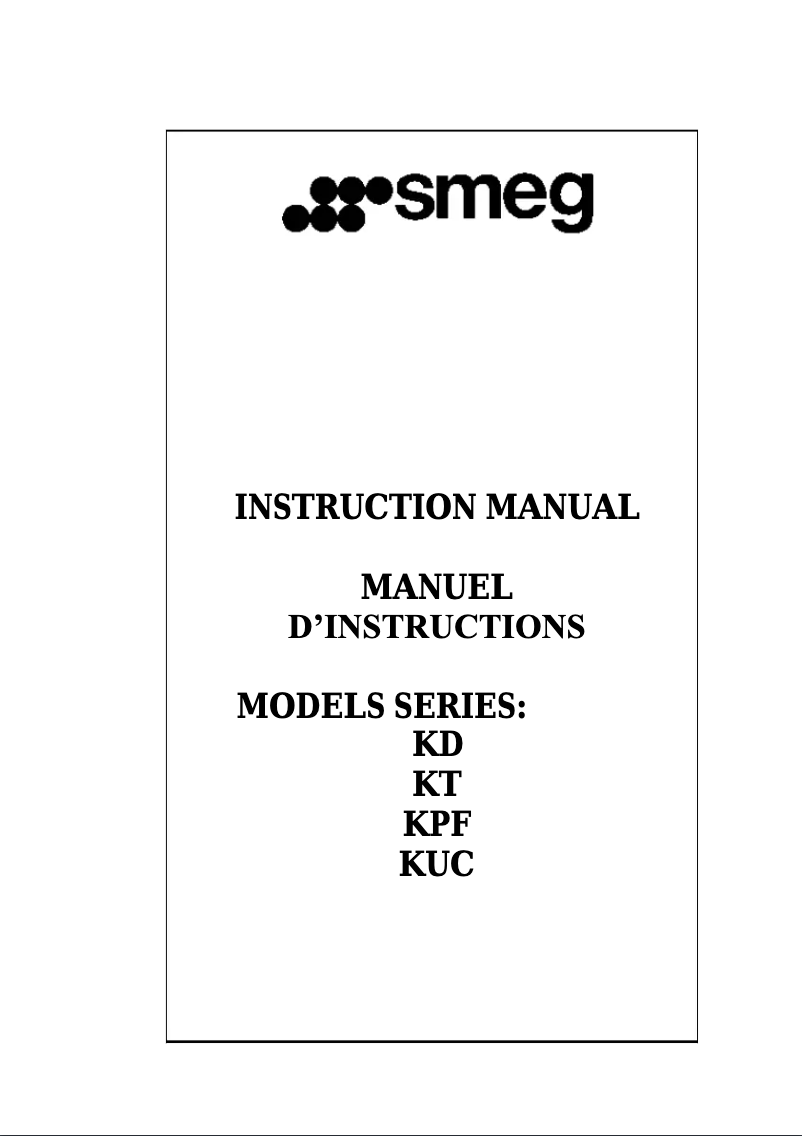 Page 1 de la notice Manuel utilisateur Smeg KPF30UBL