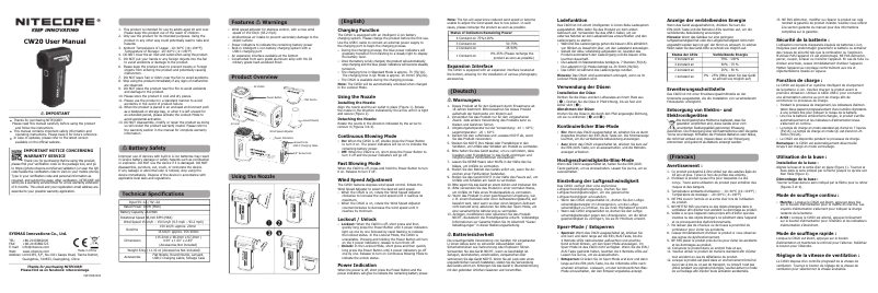 Page n°1 - Manuel utilisateur Nitecore CW20