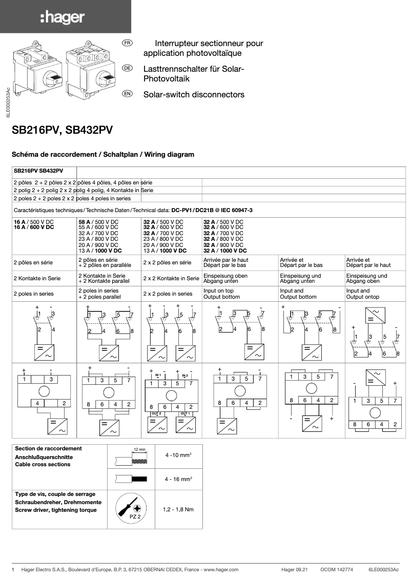 Page n°1 - Manuel utilisateur Hager SB432PV