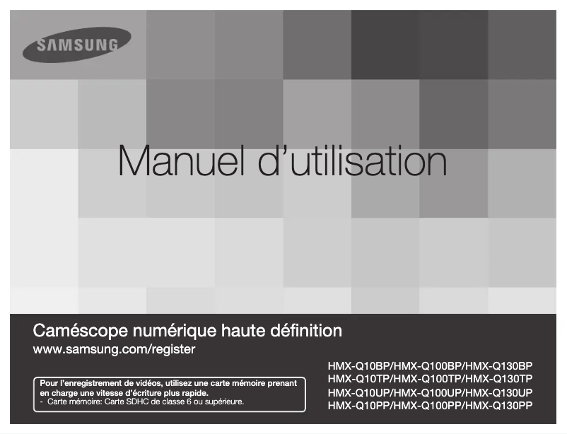 Image de la première page du manuel de l'appareil HMX-Q10BP