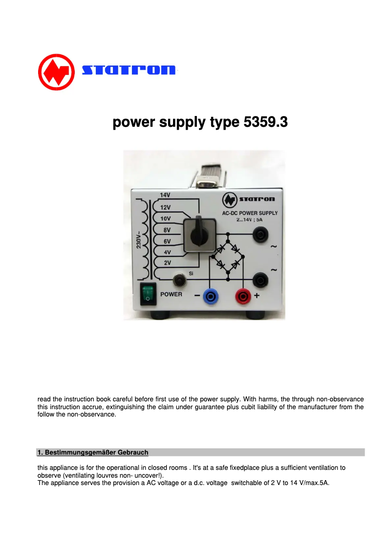 Image de la première page du manuel de l'appareil 5359.3