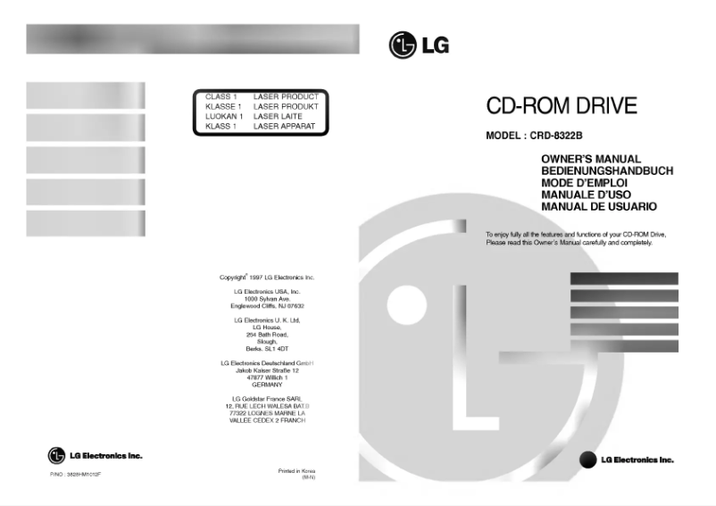 Page n°1 - Manuel utilisateur LG CRD-8322B