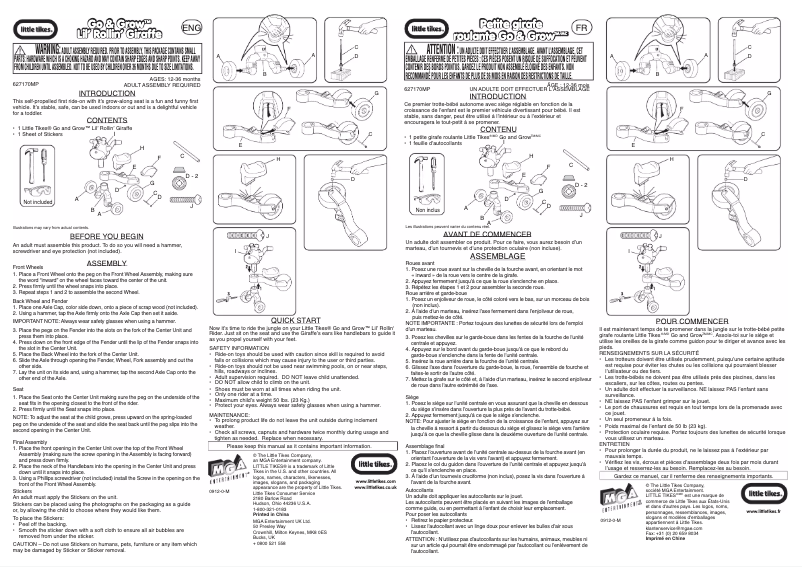 Page 1 de la notice Manuel utilisateur Little Tikes Go & Grow Lil' Rollin' Giraffe
