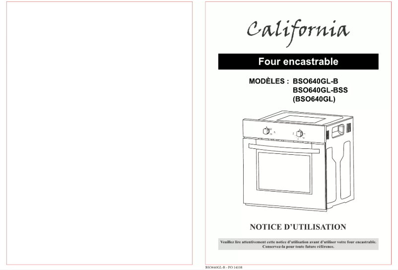 Page n°1 - Manuel utilisateur California BSO640GL-BSS