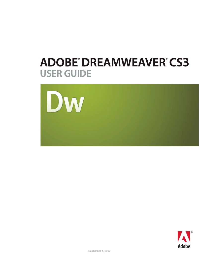 Page 1 de la notice Manuel utilisateur Adobe Dreamweaver CS3