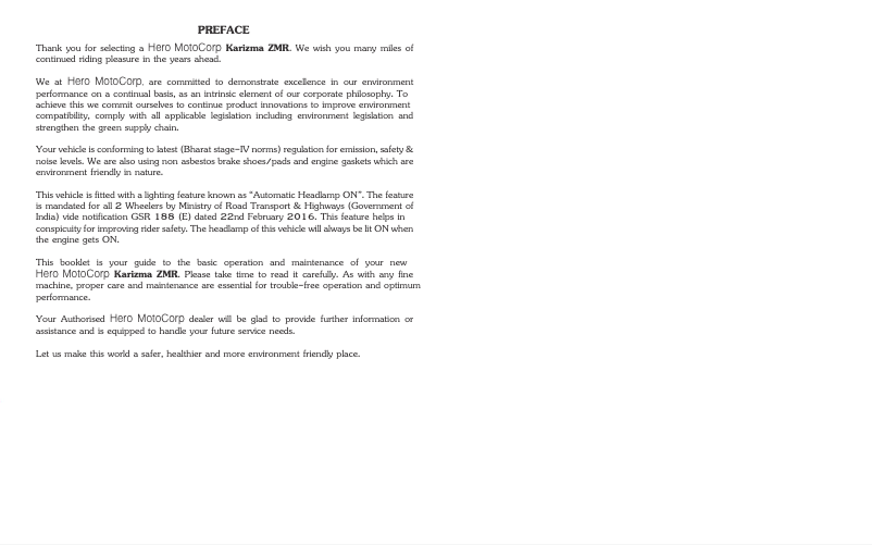 Página 1 del manual Manual de usuario Hero Karizma ZMR (2018)