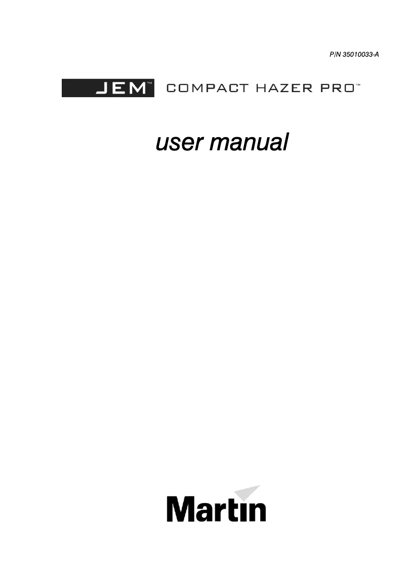 Image de la première page du manuel de l'appareil Compact Hazer Pro