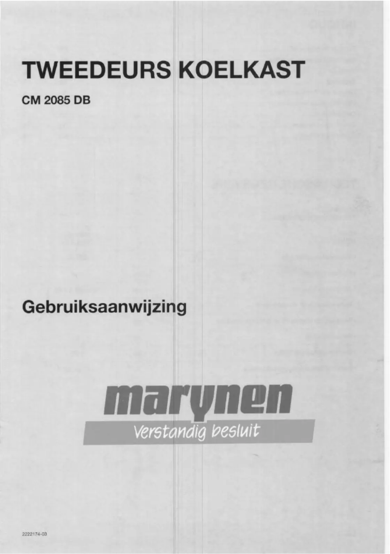 Page n°1 - Manuel utilisateur Marijnen CM 2085 DB