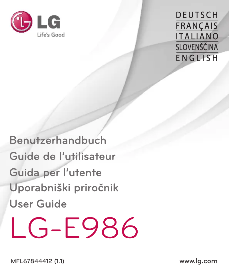 Page 1 de la notice Manuel utilisateur LG LG-E986