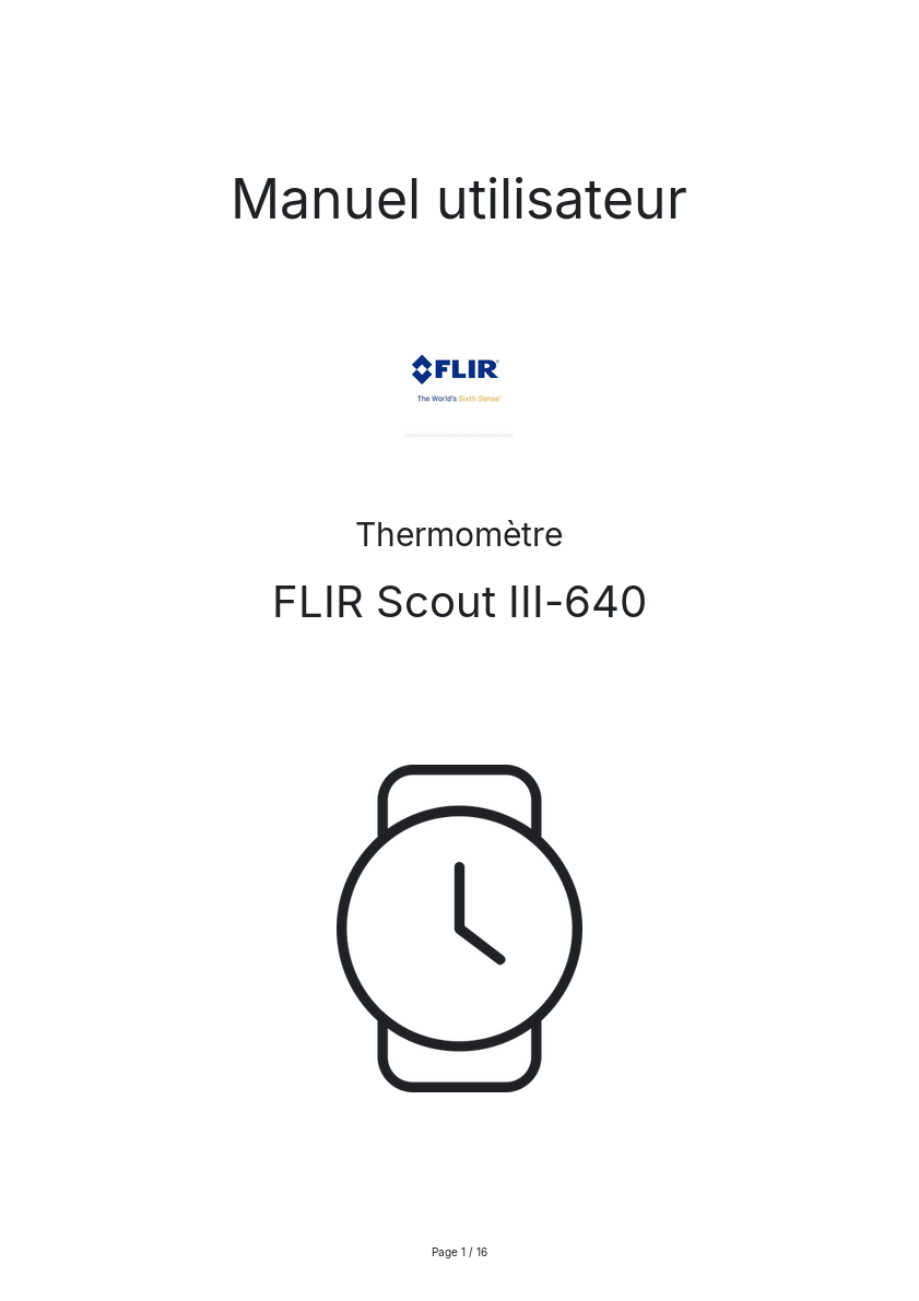 Page n°1 - Manuel utilisateur FLIR Scout III-640