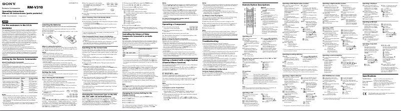 Image de la première page du manuel de l'appareil RM-V310