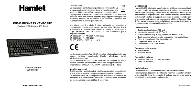 Image de la première page du manuel de l'appareil XKKU200-IT