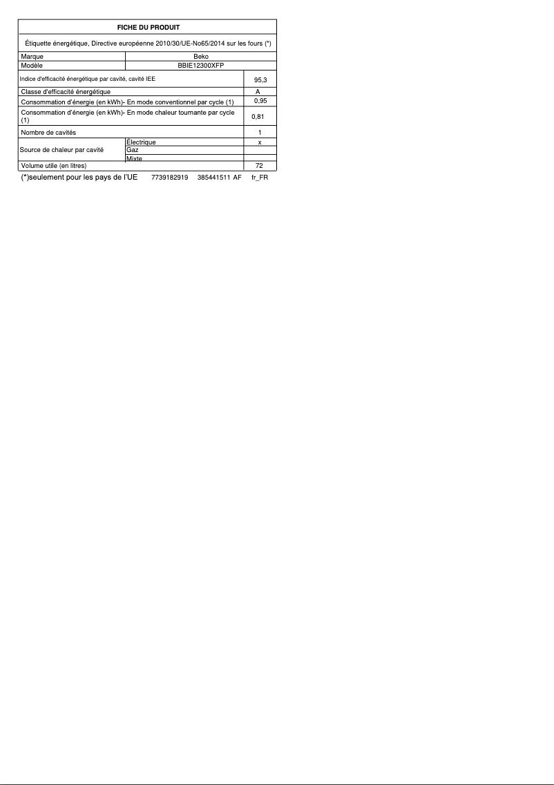 Image de la première page du manuel de l'appareil BBIE12300XFP