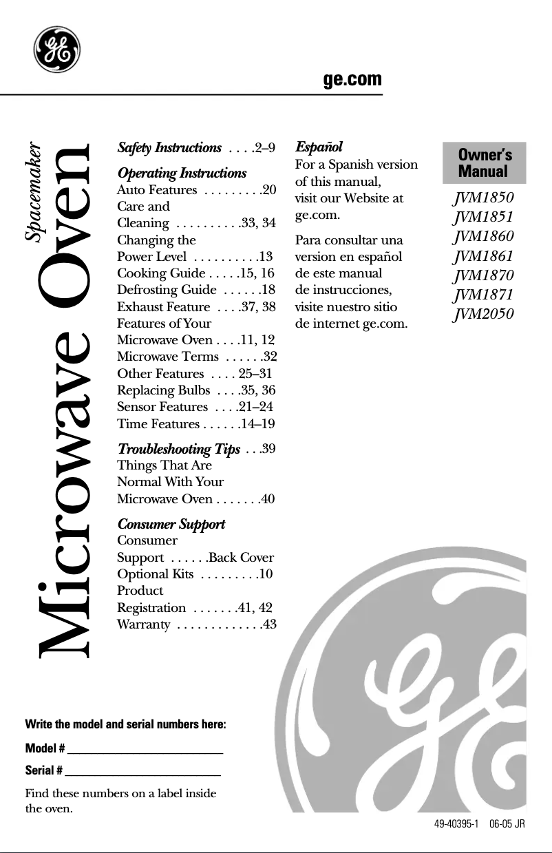 Imagen de la primera página del manual del dispositivo JVM1871SH