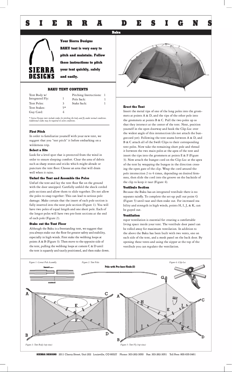 Página 1 del manual Manual de usuario Sierra Designs Baku
