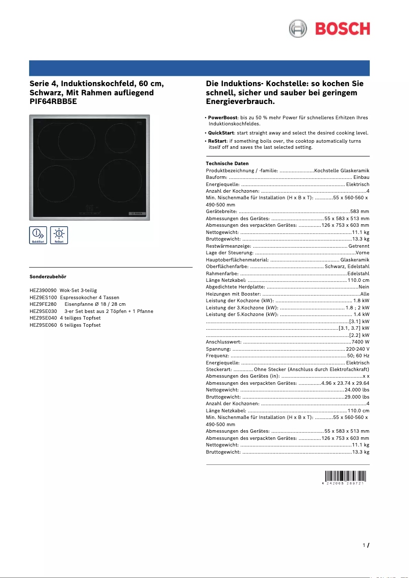 Image de la première page du manuel de l'appareil PIF64RBB5E