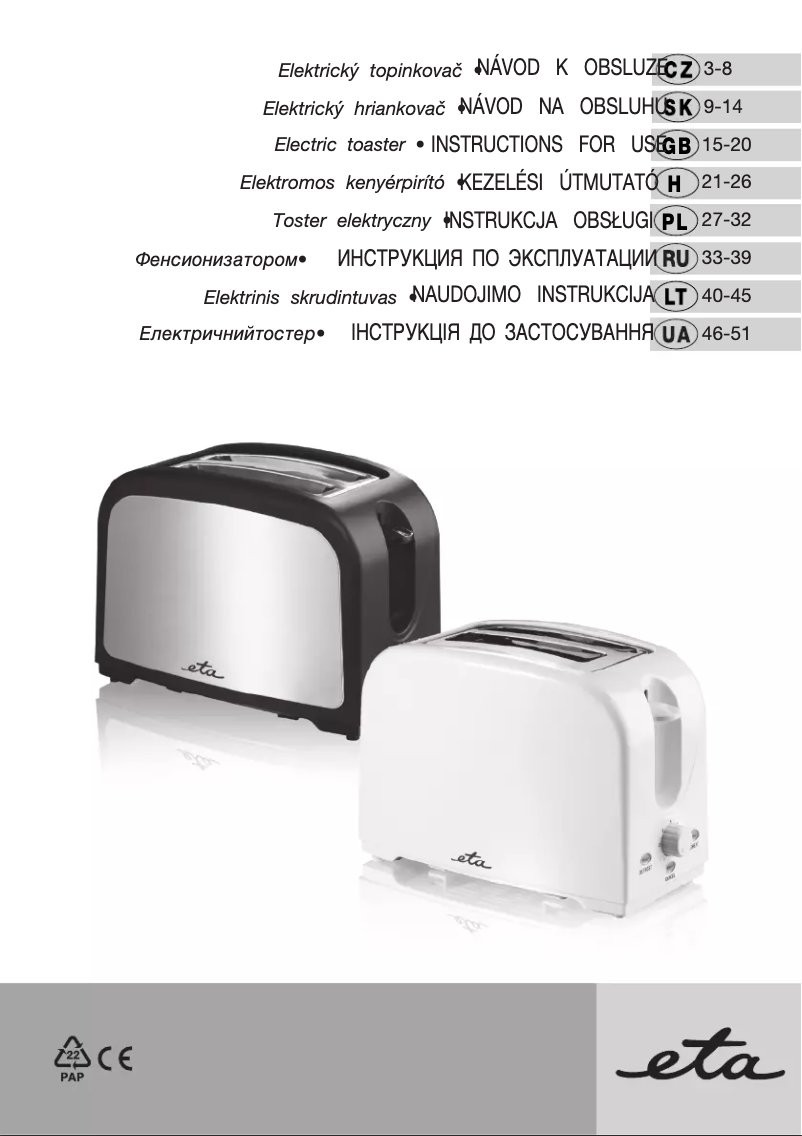 Page 1 de la notice Manuel utilisateur Eta 015790000