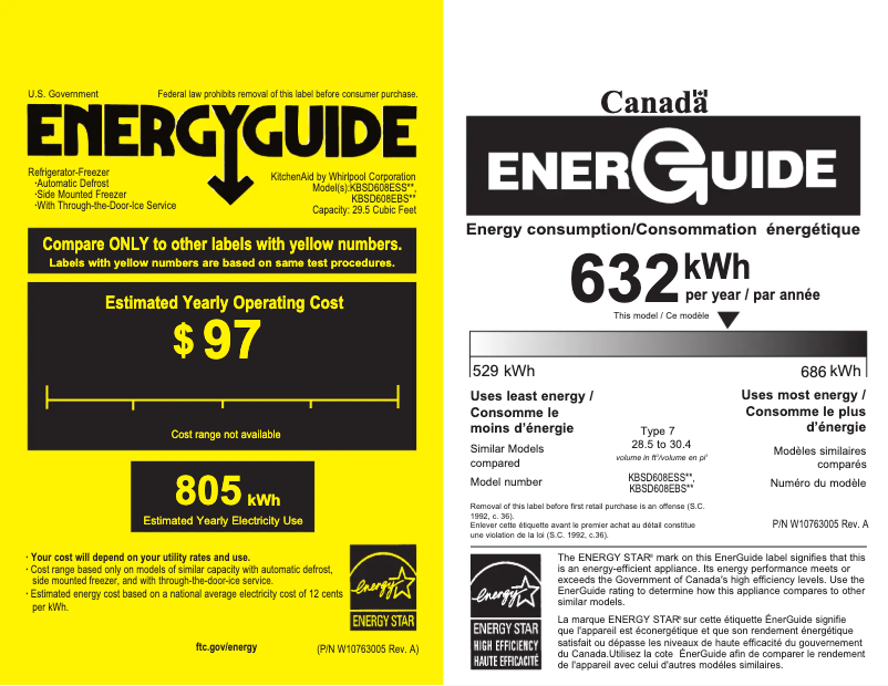 Page 1 de la notice Label énergétique KitchenAid KBSD608EBS
