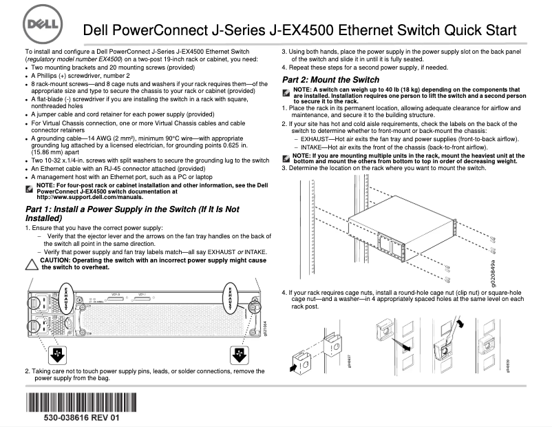 Page 1 de la notice Manuel utilisateur Dell PowerConnect J-EX4500