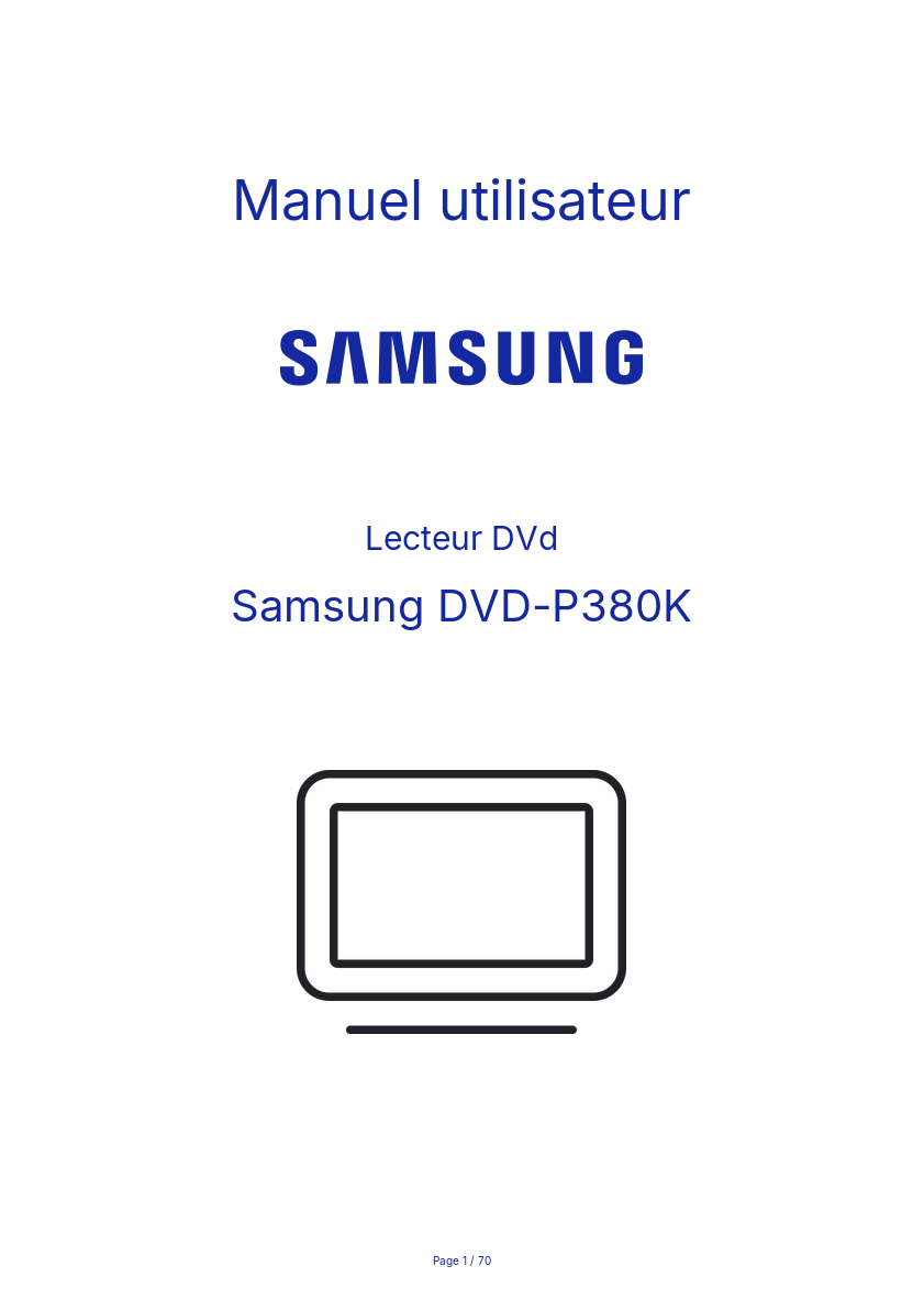 Page n°1 - Manuel utilisateur Samsung DVD-P380K