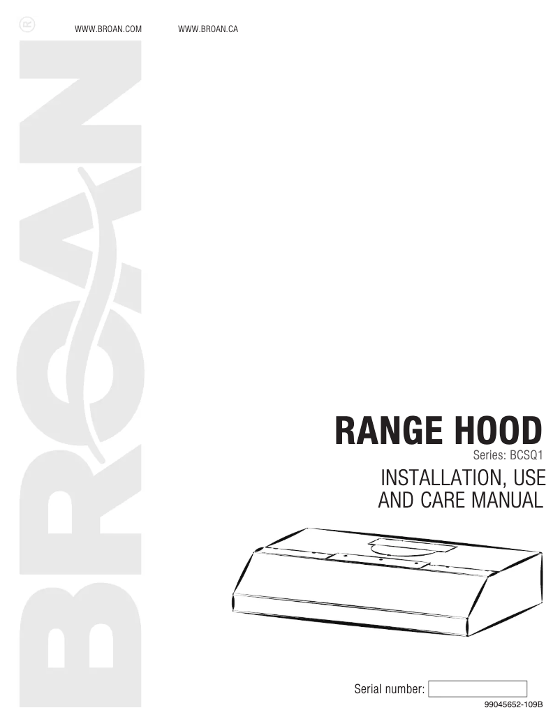 Page 1 de la notice Manuel utilisateur Broan BCSQ130SS