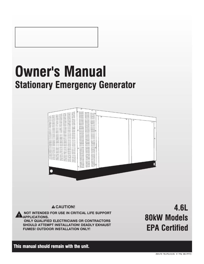 Page n°1 - Manuel utilisateur Generac QT08046GVSX