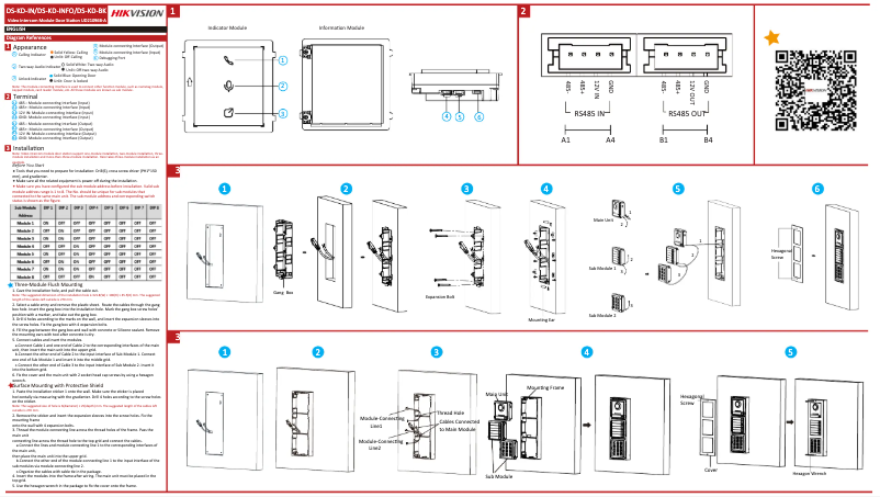 Page n°1 - Guide de démarrage rapide Hikvision DS-KD-INFO