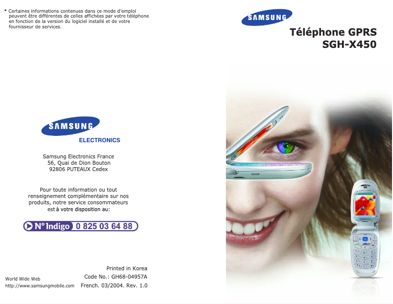 Page n°1 - Manuel utilisateur Samsung SGH-X450