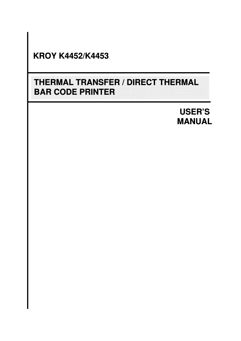 Page 1 de la notice Manuel utilisateur Kroy K4452