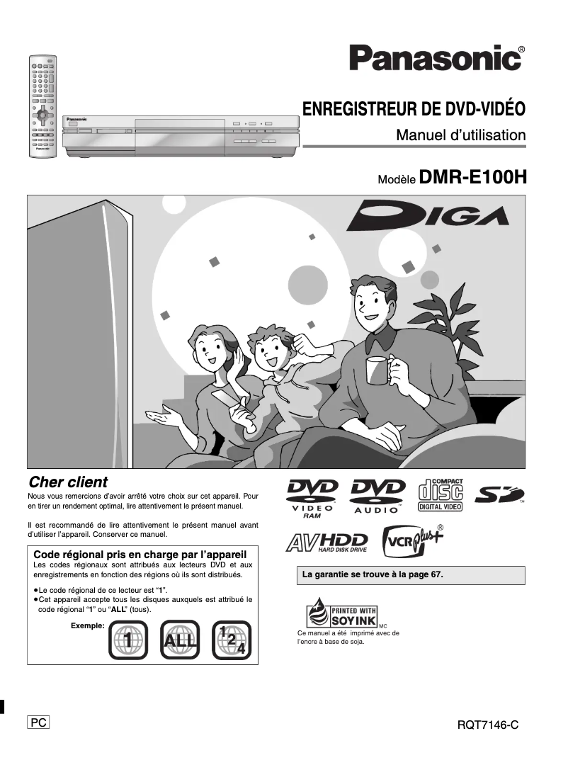 Page 1 de la notice Manuel utilisateur Panasonic DMR-E100