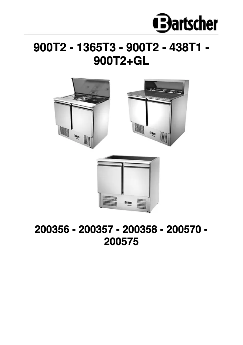 Page 1 de la notice Manuel utilisateur Bartscher 1365T3