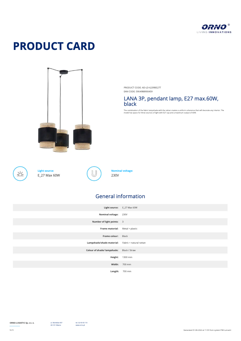 Image de la première page du manuel de l'appareil AD-LD-6239BE27T