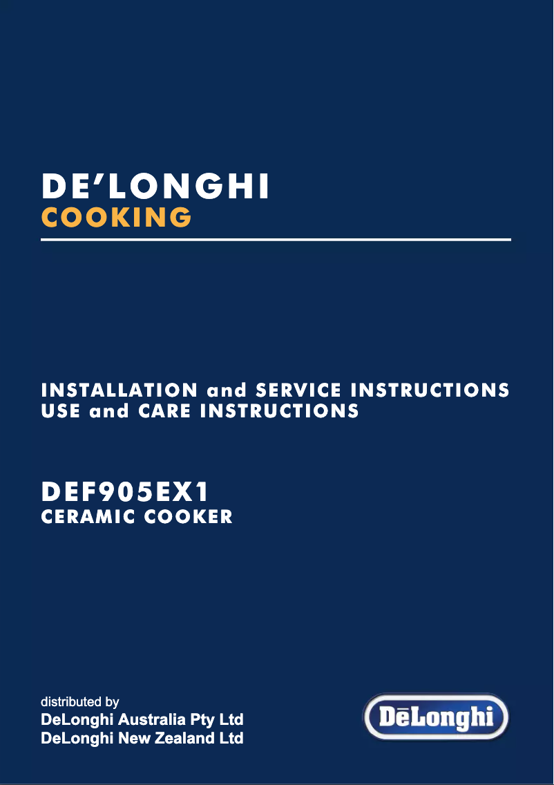 Page 1 de la notice Manuel utilisateur DeLonghi DEF905GWX1