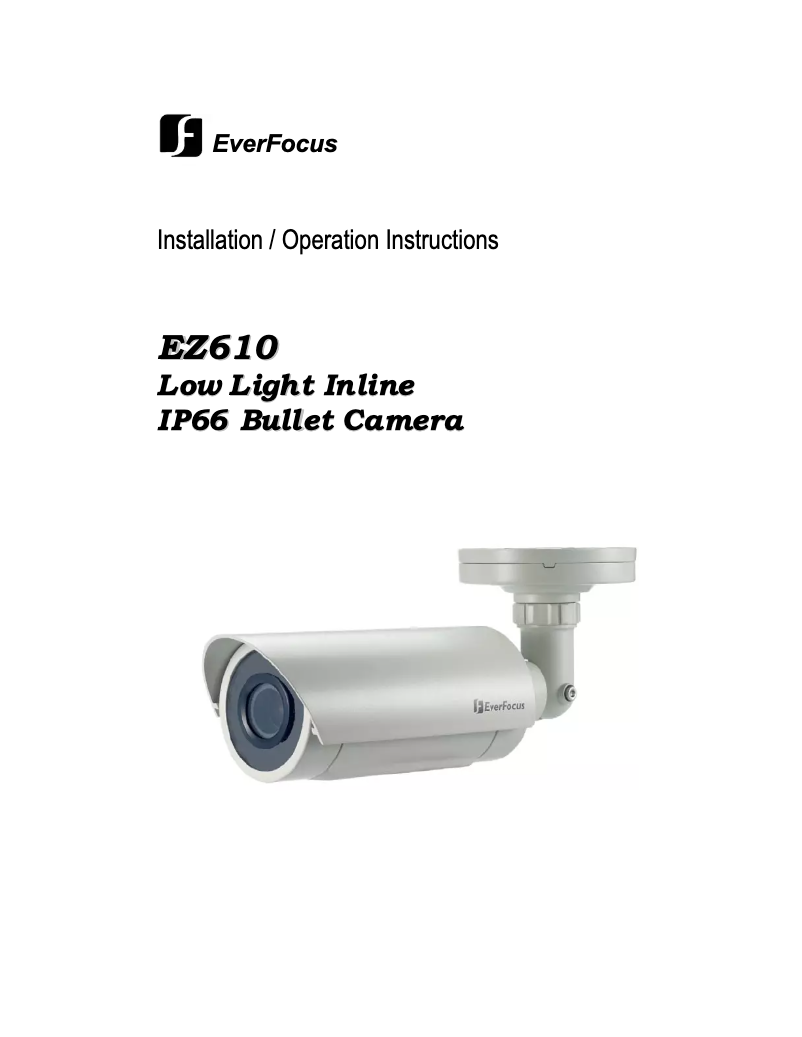 Page n°1 - Manuel utilisateur EverFocus EZ610/MVB