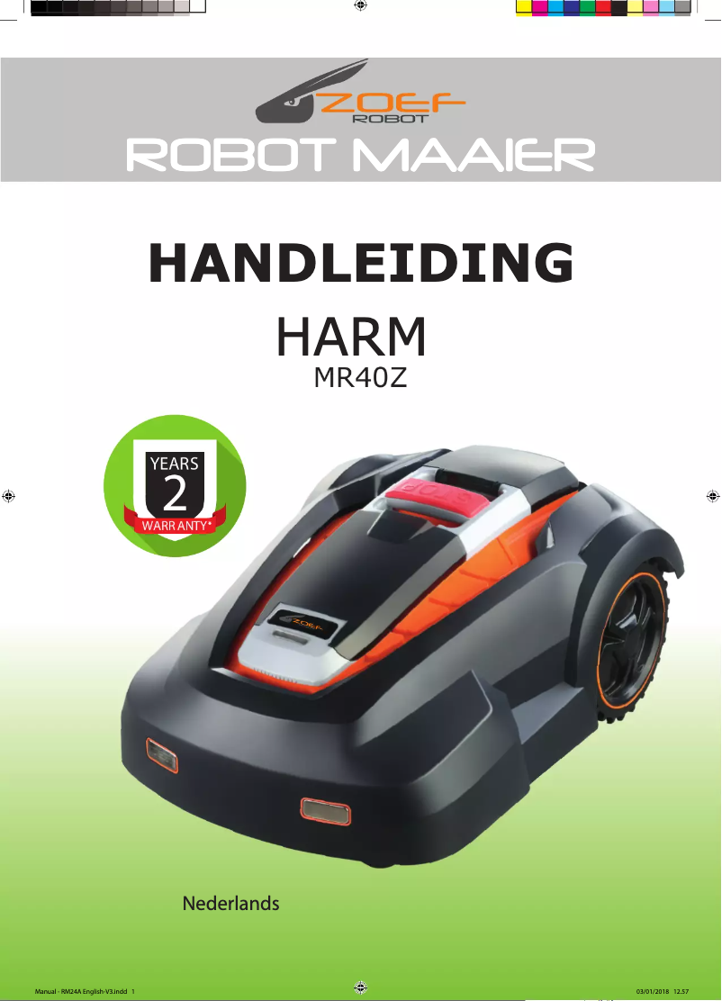 Page 1 de la notice Manuel utilisateur Zoef Robot Harm MR40Z