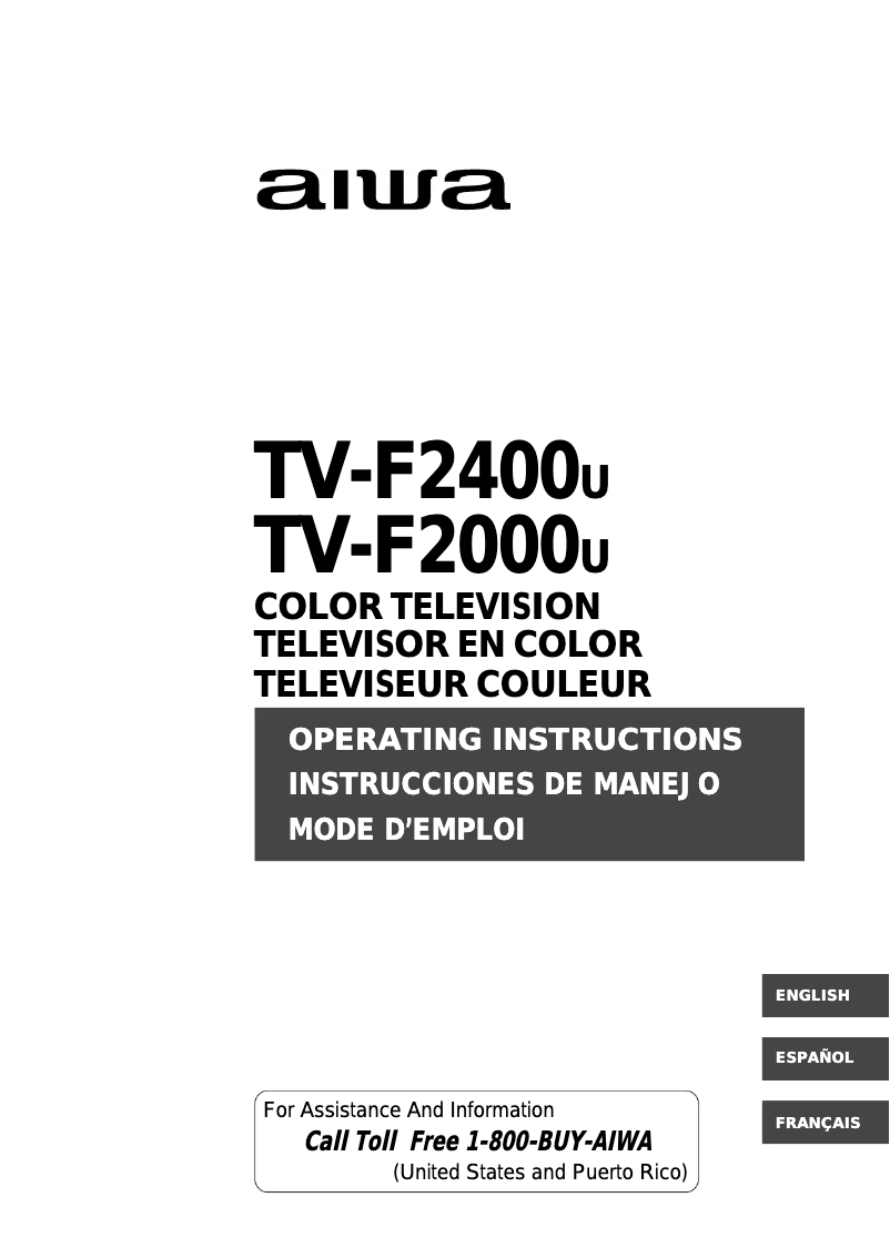 Page n°1 - Manuel utilisateur Aiwa TV-F2000u