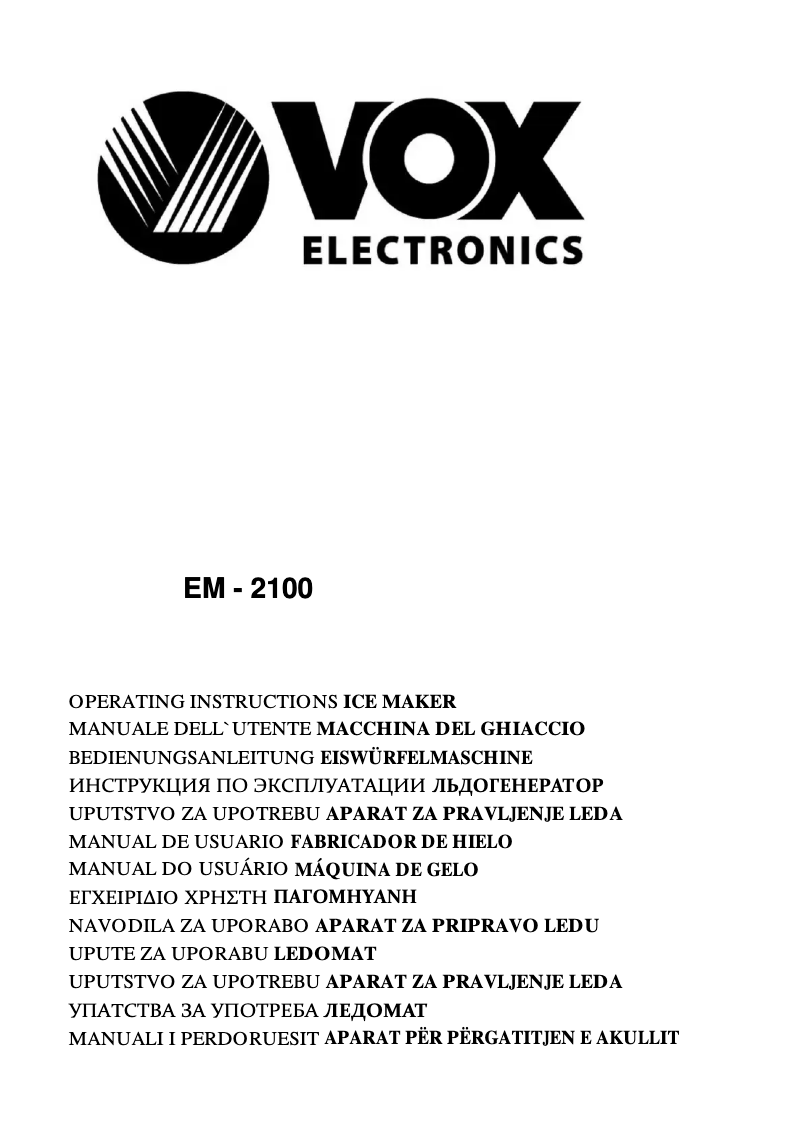 Page 1 de la notice Manuel utilisateur VOX EM-2100