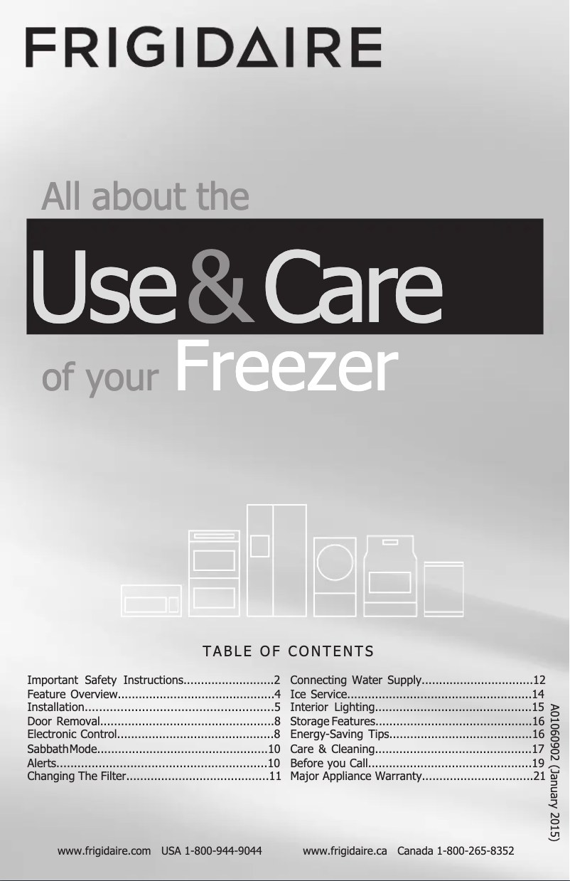 Page 1 de la notice Manuel utilisateur Frigidaire FPFU19F8R