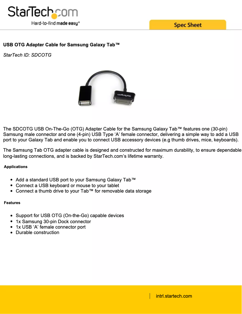 Image de la première page du manuel de l'appareil SDCOTG