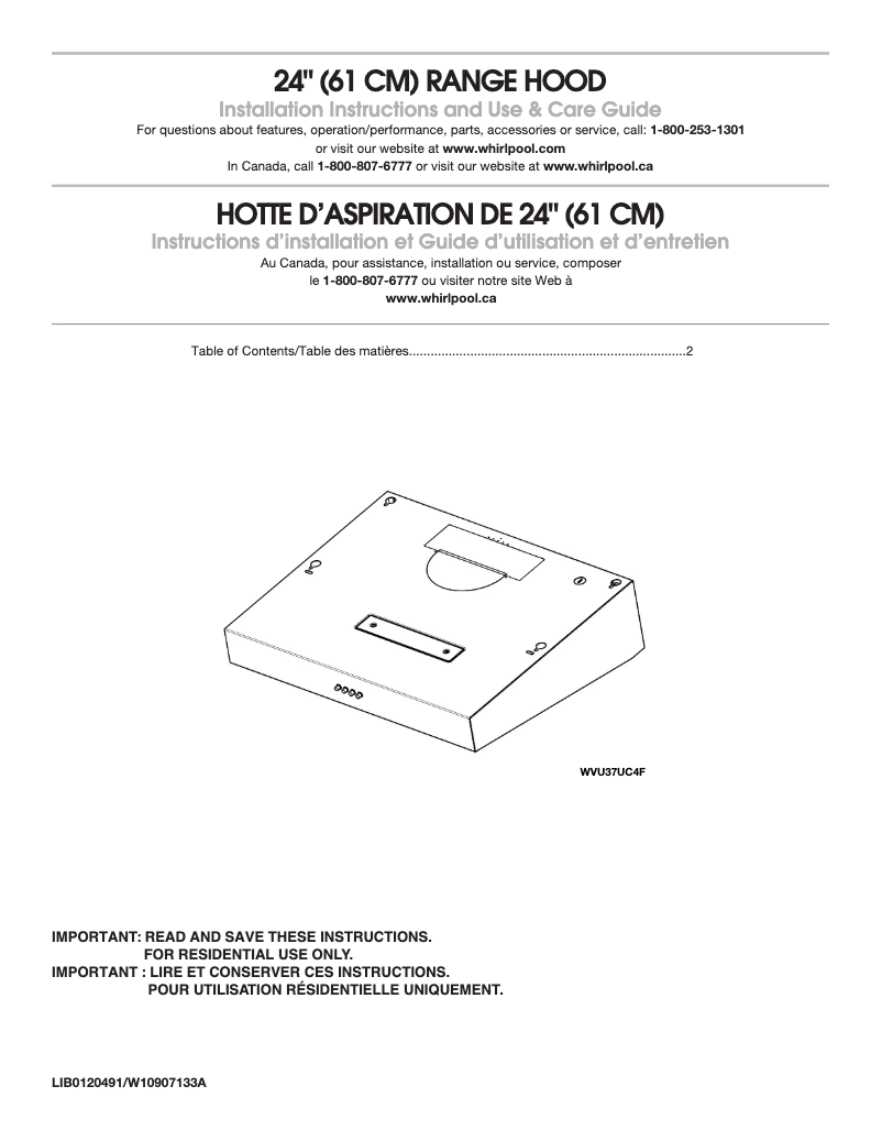 Página 1 del manual Manual de usuario Whirlpool WVU37UC4FS