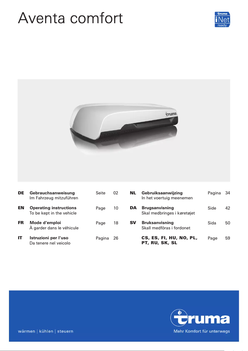 Page 1 de la notice Manuel utilisateur Truma Aventa comfort