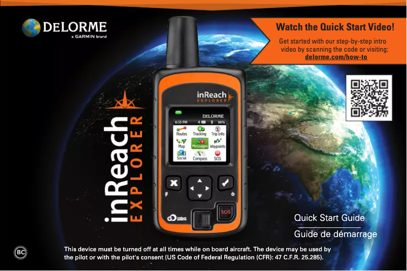 Page 1 de la notice Manuel utilisateur Garmin InReach Explorer