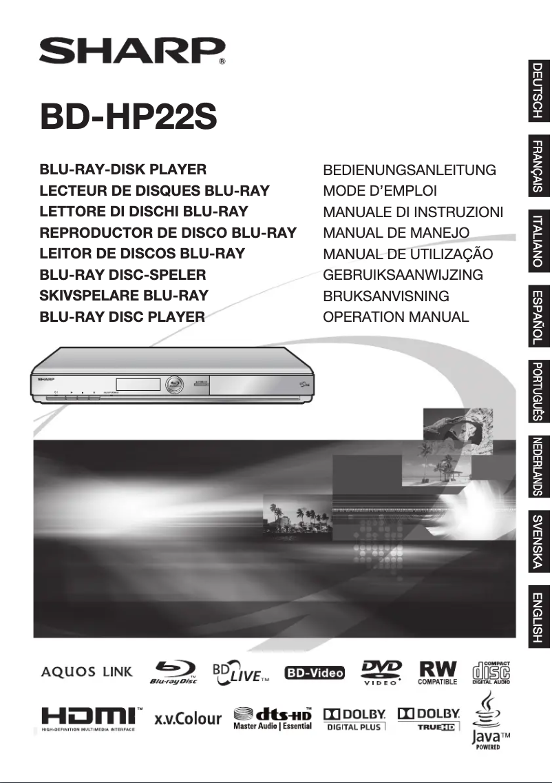 Page n°1 - Manuel utilisateur Sharp BD-HP22S