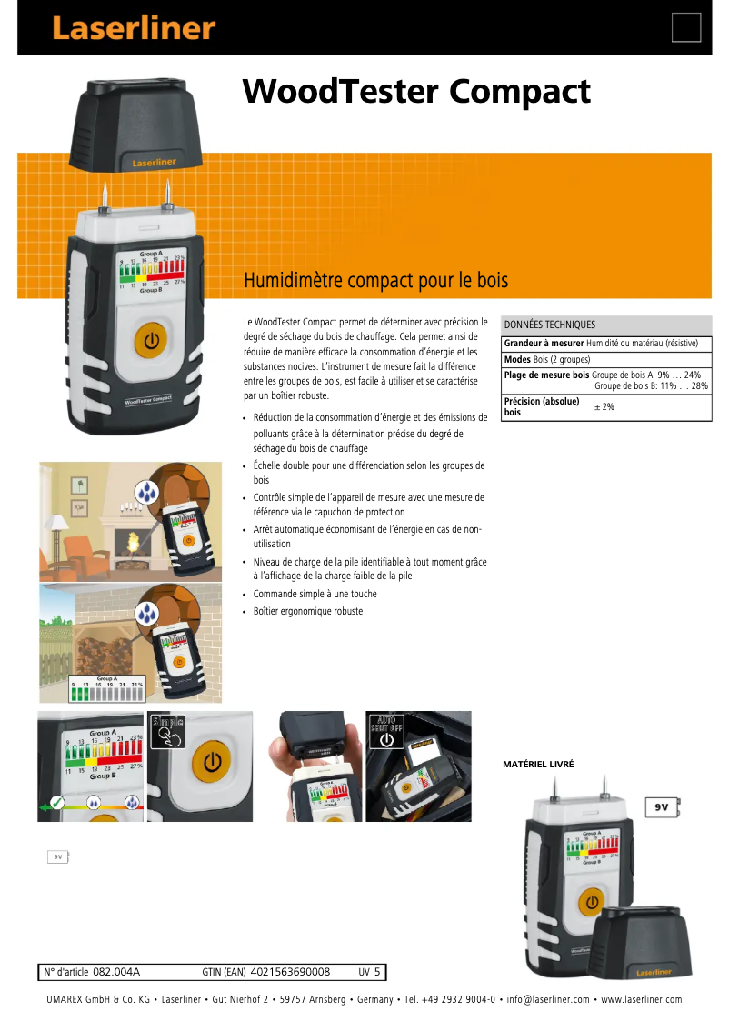Image de la première page du manuel de l'appareil WoodTester Compact