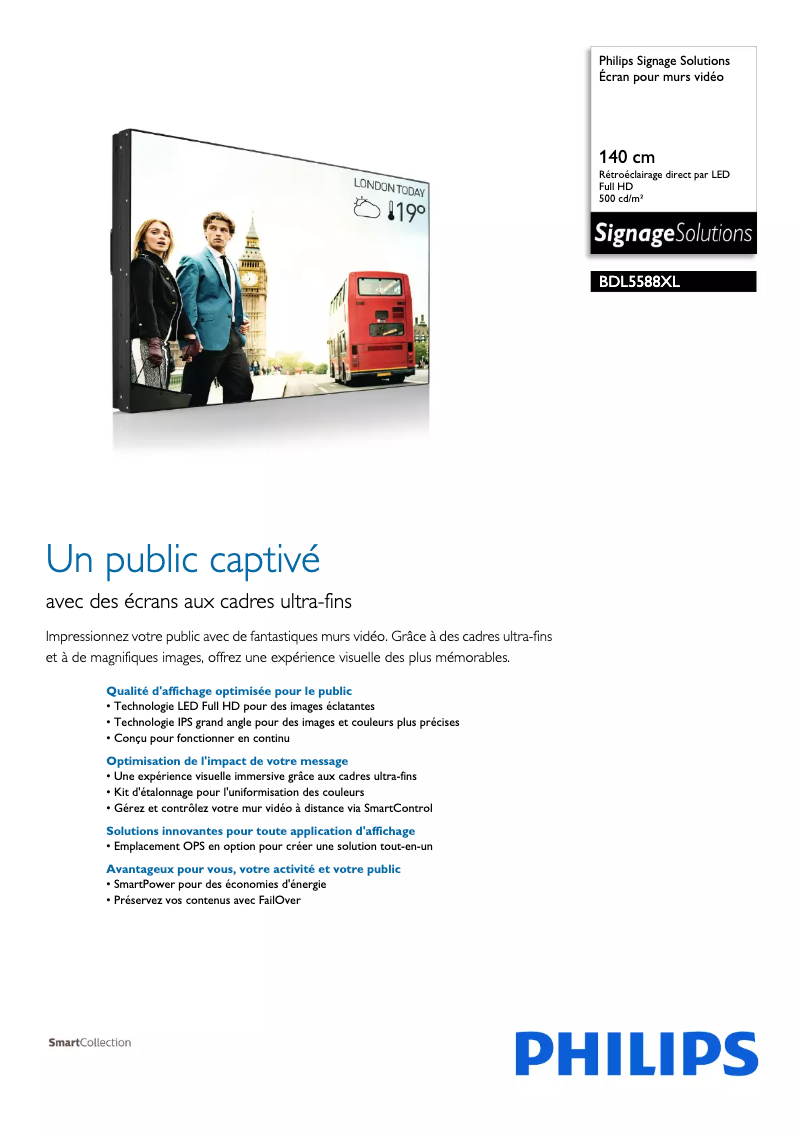 Page n°1 - Fiche technique Philips Signage Solutions BDL5588XL