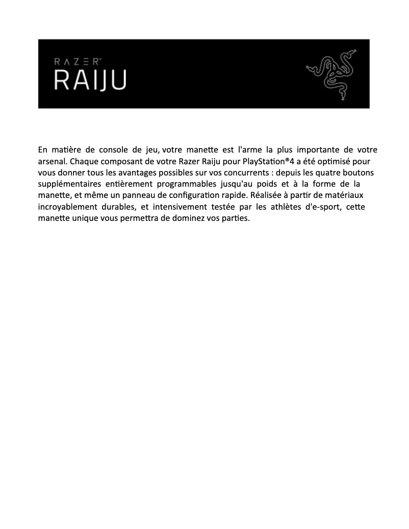 Page n°1 - Manuel utilisateur Razer Raiju