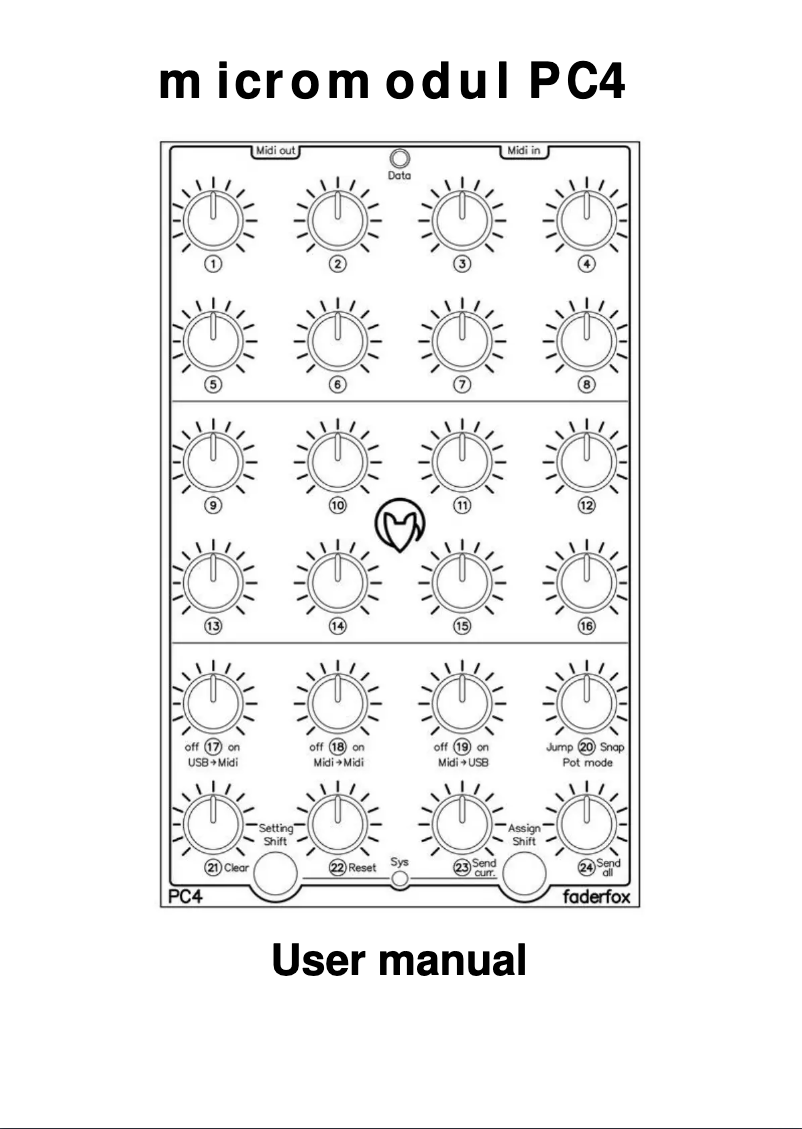 Page 1 de la notice Manuel utilisateur Faderfox PC4